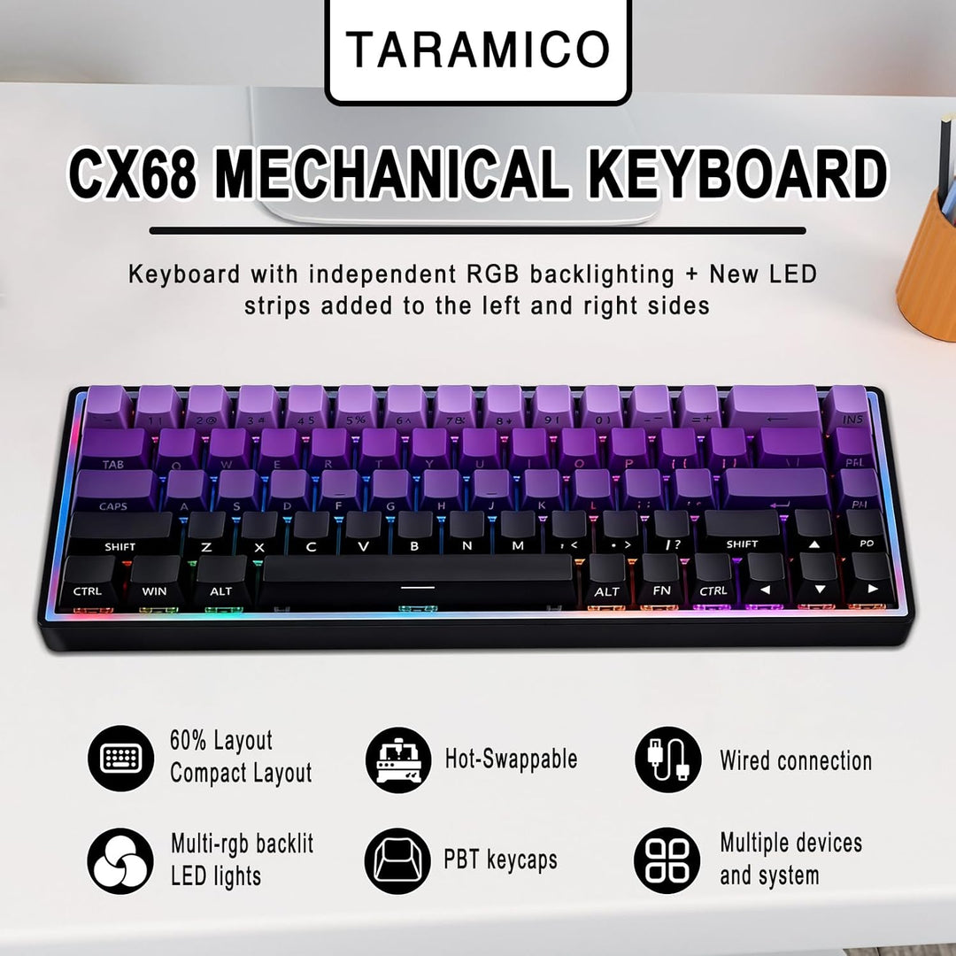 Taramico Mechanical Gaming Keyboard 65% Wired, Magnetic Switch Hot...