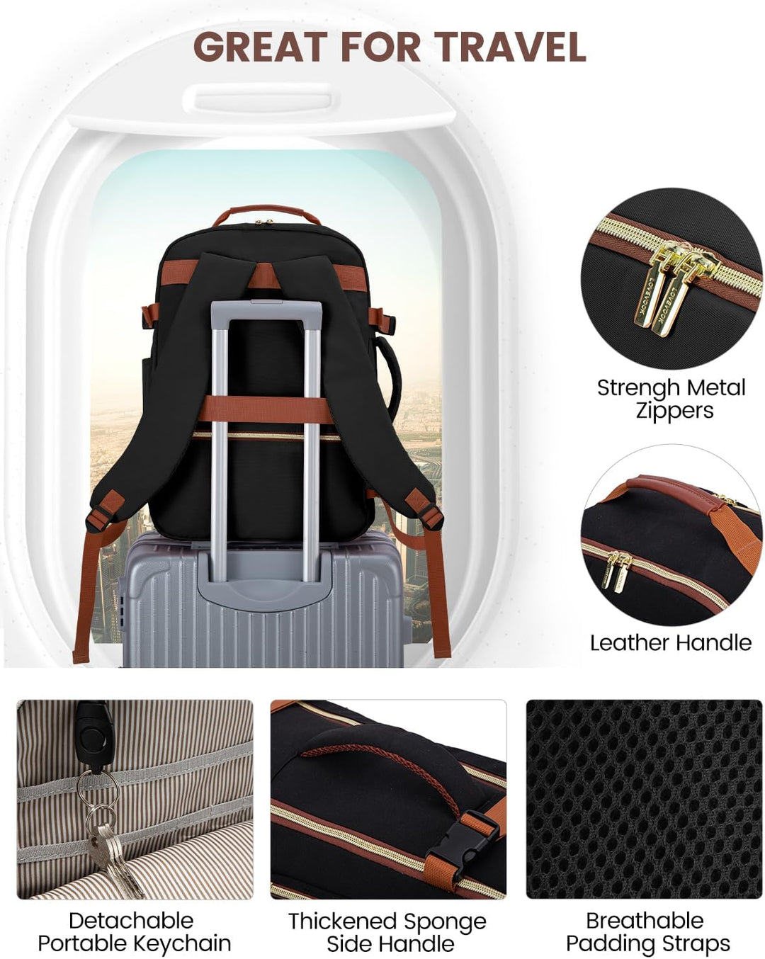 LOVEVOOK Mochila de equipaje de mano artículo personal bolsa de via...