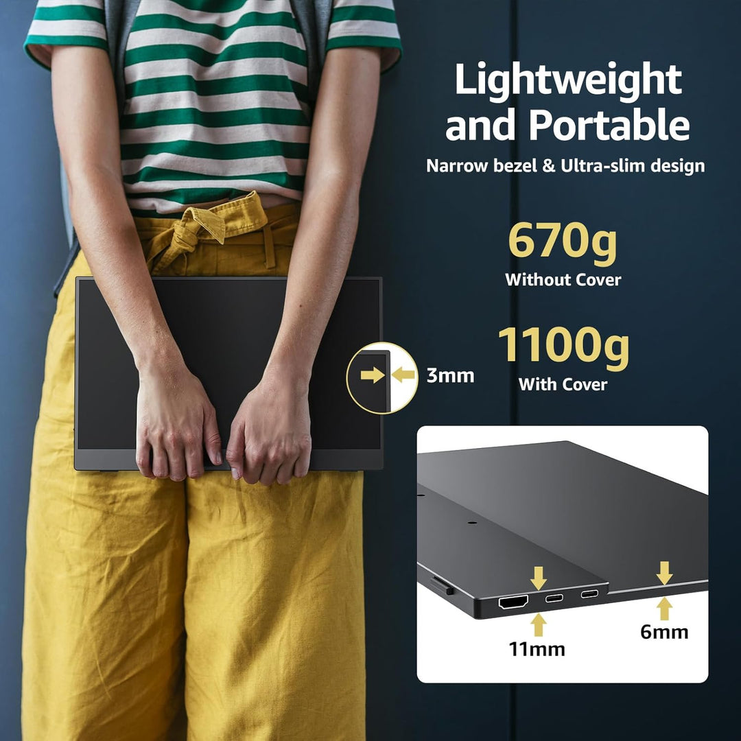 cocopar Monitor portátil de 15.6 pulgadas 1080P FHD 60Hz 85% sRGB M...