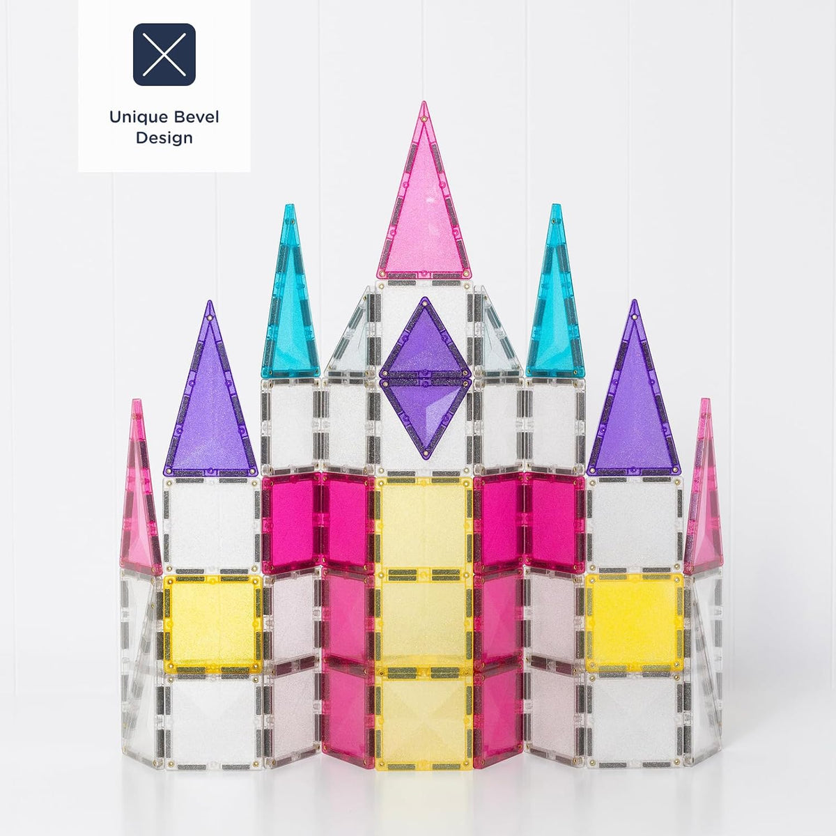 CONNETIX Paquete de unicornio con purpurina de azulejos magnéticos, 56 piezas