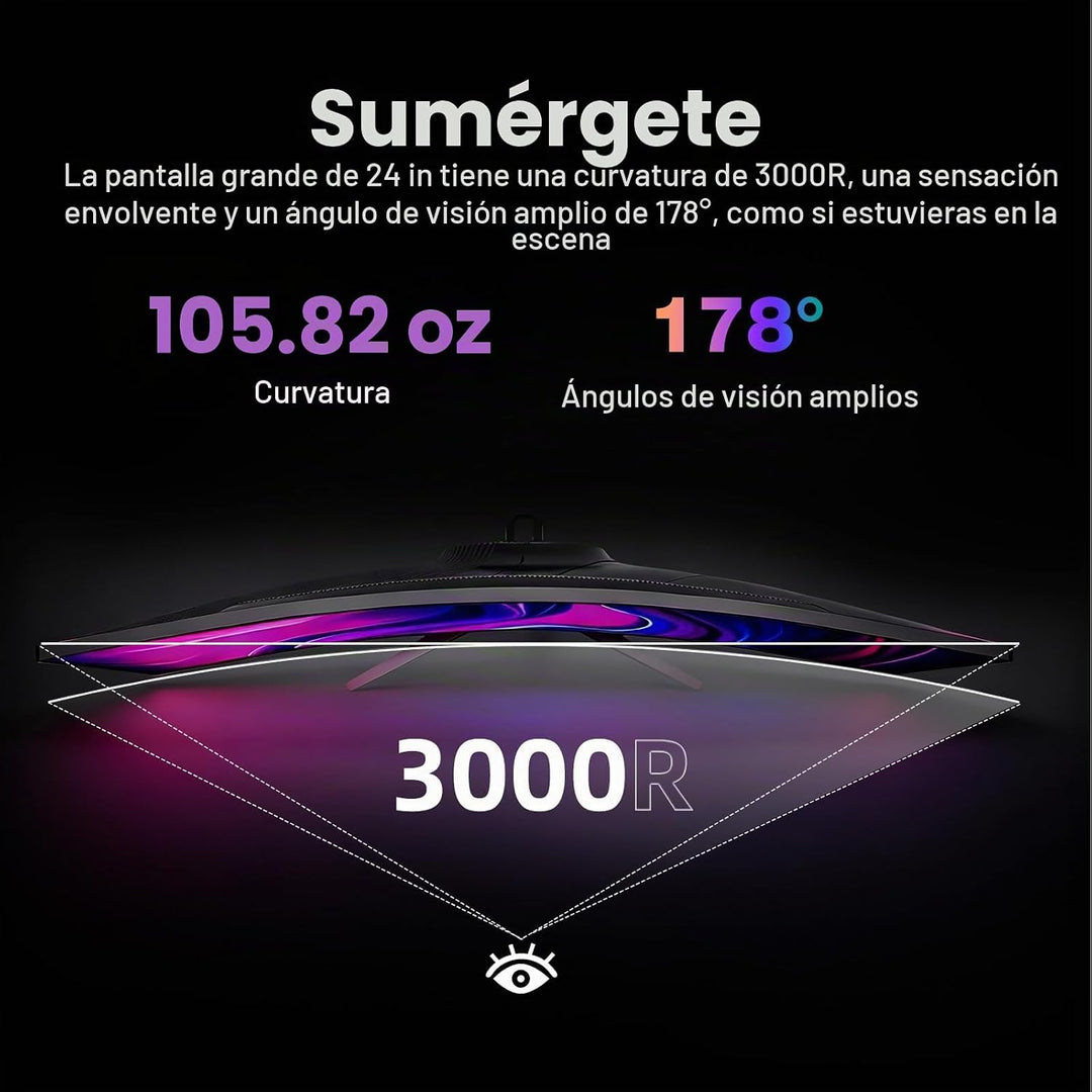 Great voell Monitor curvo para juegos de 24 pulgadas 200Hz, pantall...