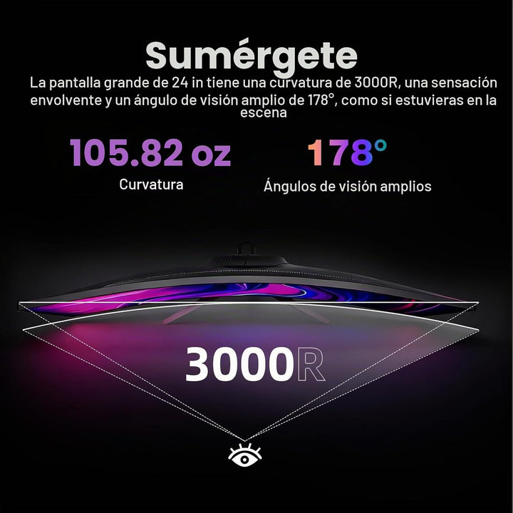 Great voell Monitor curvo para juegos de 24 pulgadas 200Hz, pantall...