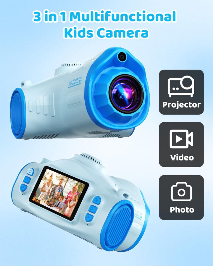 Cámara para niños con proyector, videocámara de video digital 1080P...