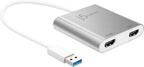 j5create Adaptador USB a HDMI – Cable dual HDMI USB 3.0 para varios monitores | 4K + 1080p | Compatible con Windows y macOS (JUA365)