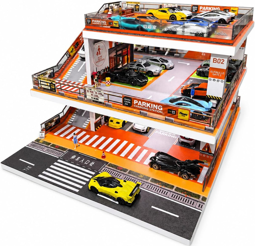 Vitrina para Hot Wheels: Diorama de garaje de coche de juguete con luces