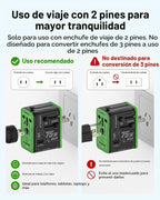 Adaptador de viaje universal de 5 puertos de 75 W, carga todo en uno