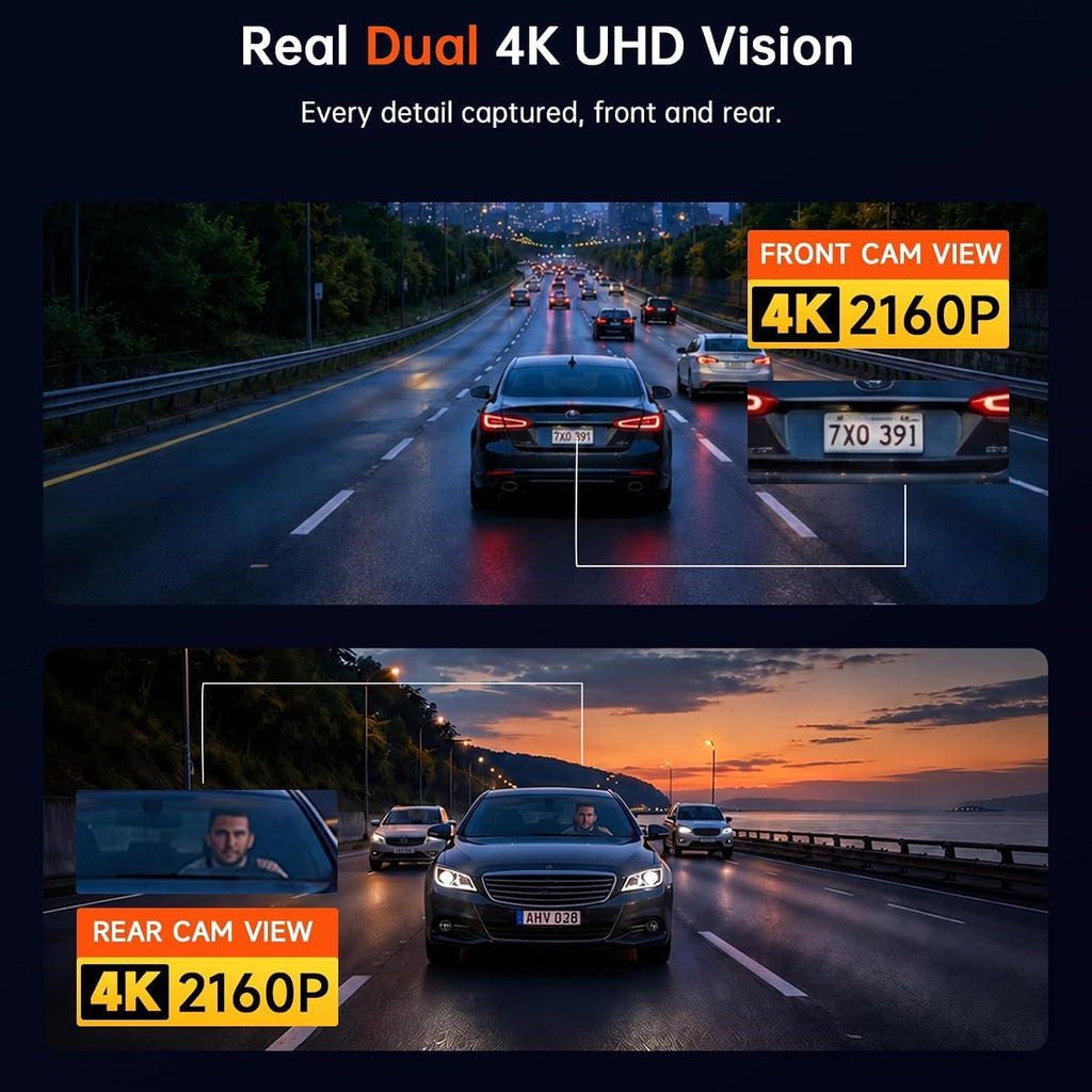 Cámara frontal y trasera, cámara de tablero 4K con tarjeta de 64 GB