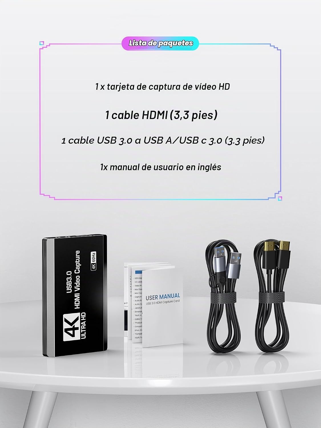 Tarjeta de captura HDMI USB 3.0, captura 4K60FPS con paso a través