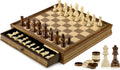 Peradix - Juego de ajedrez magnético y damas de 15 pulgadas con 2 cajones