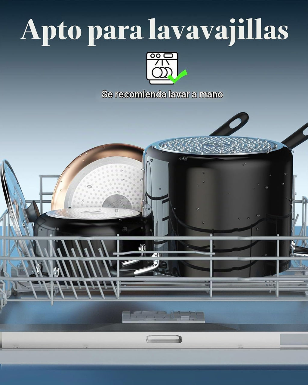 Cook N Home Olla antiadherente de 8 cuartos con tapa, ollas grandes para