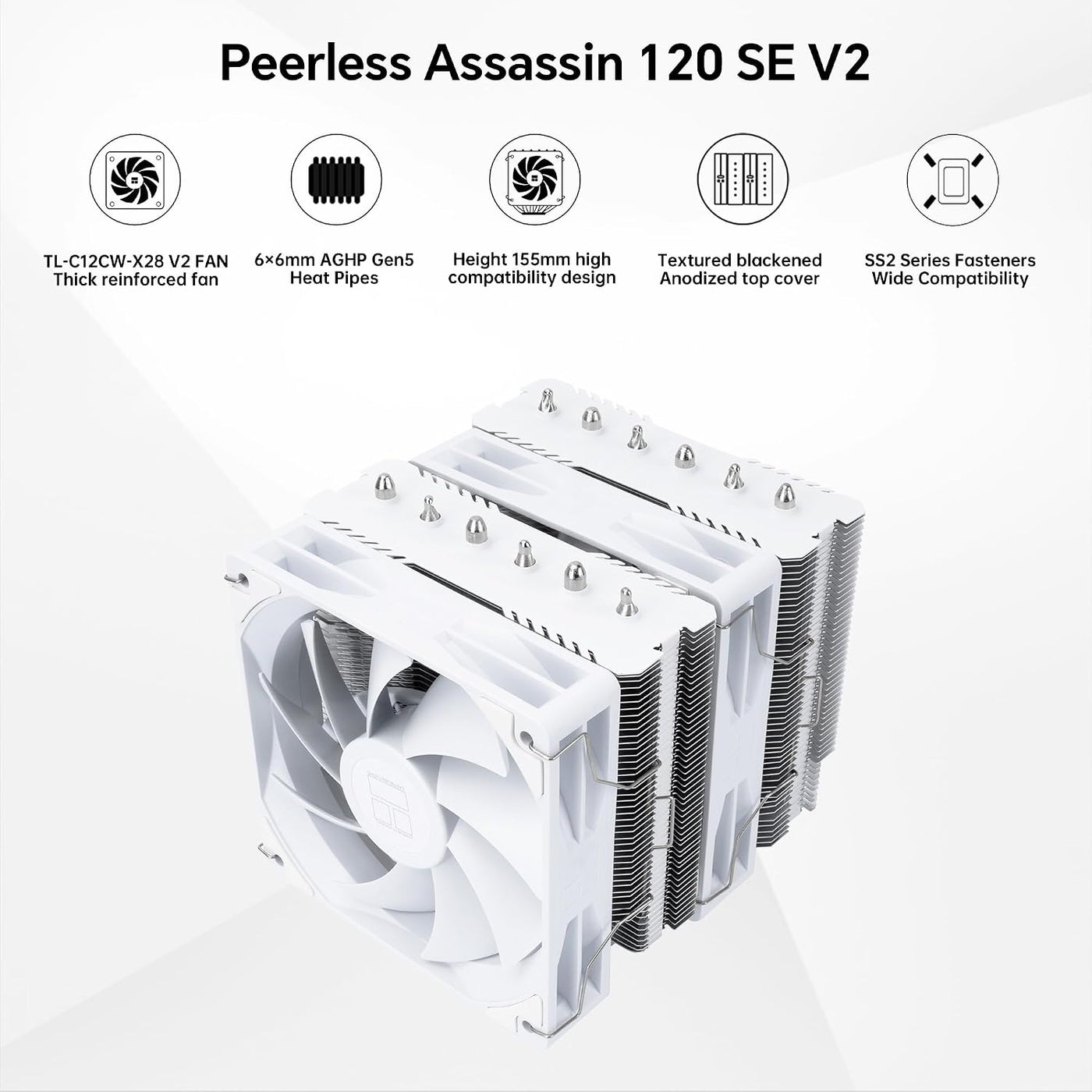 Thermalright Peerless Assassin 120 SE White V2 Enfriador de CPU, 18...