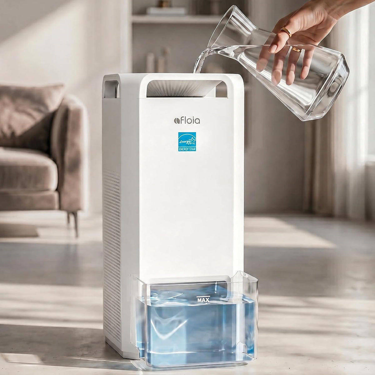 Afloia Purificador de aire y humidificador combinado en uno - Neblina fría evaporativa para el hogar, dormitorio, habitación grande de hasta 3000 pies², con sensor de humedad y calidad del aire