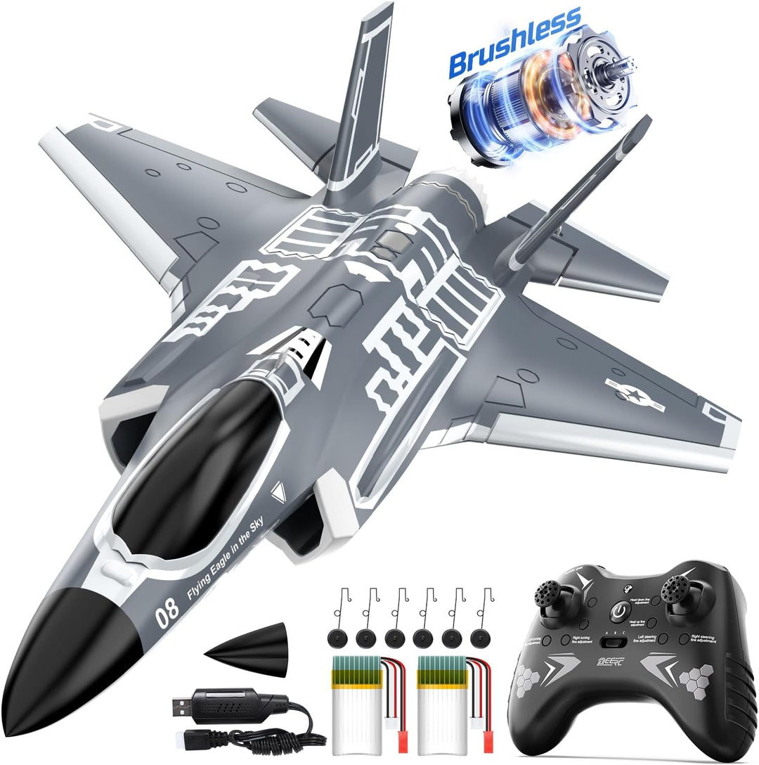 DEERC F35 - Avión RC de 4 canales sin escobillas para adultos, avió...