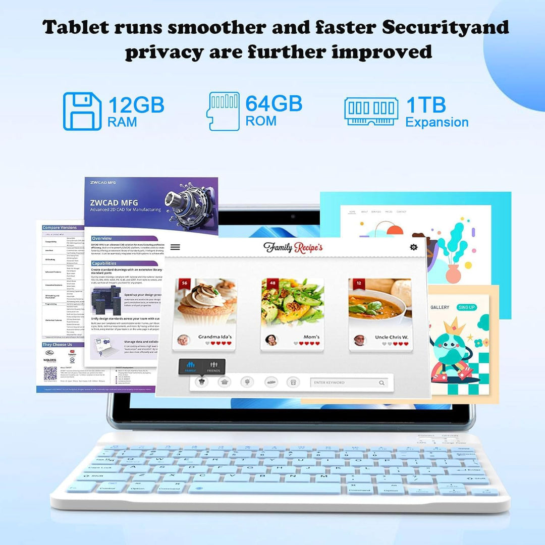 IWEGGO Tablet Android 15, 10 pulgadas, 12 GB RAM+64 GB ROM+1 TB exp...