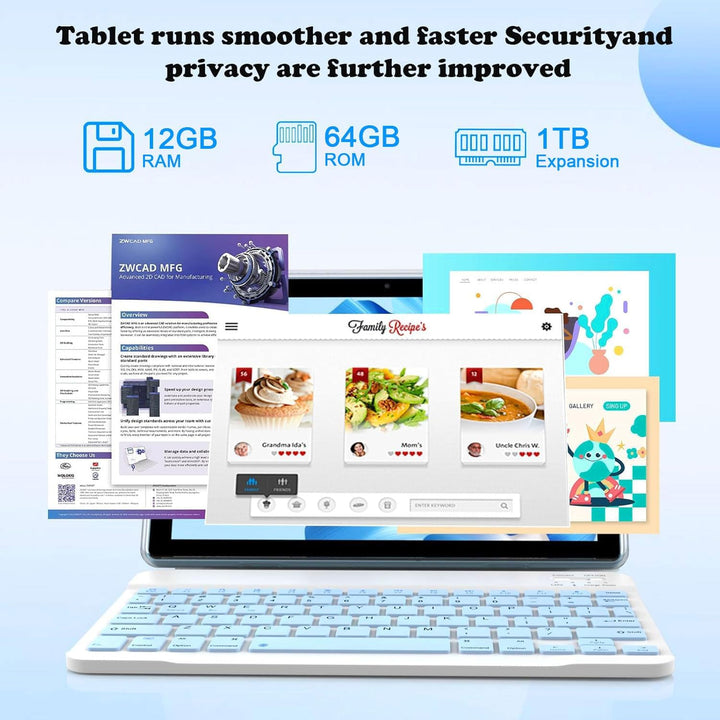 IWEGGO Tablet Android 15, 10 pulgadas, 12 GB RAM+64 GB ROM+1 TB exp...