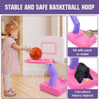Conjunto de Aro de Baloncesto Rosa para Niños Interior, Mini Pelota de Baloncesto para Niñas
