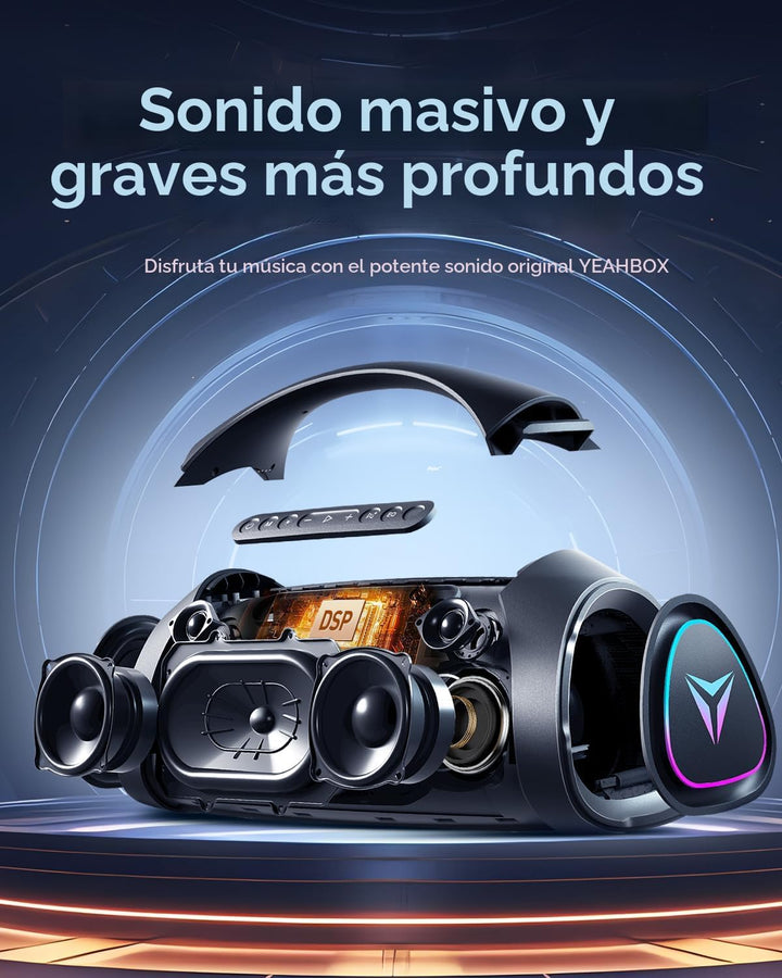 YEAHBOX Sonic Boom MAX 300W Max Altavoz Bluetooth Grande Portátil c...