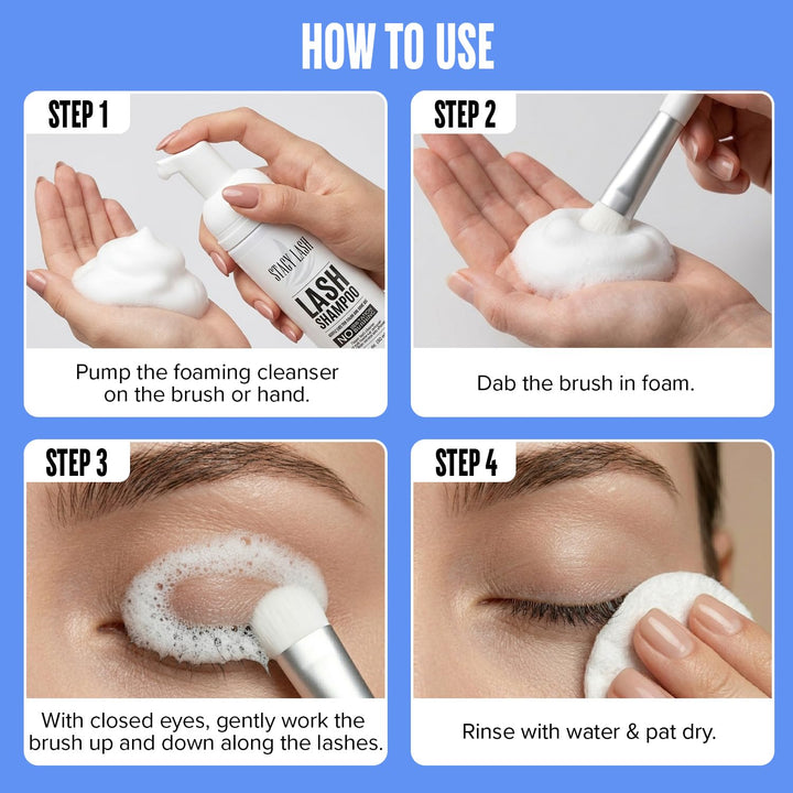 STACY LASH Champú y cepillo para extensión de pestañas \/ 3.38 fl.o...