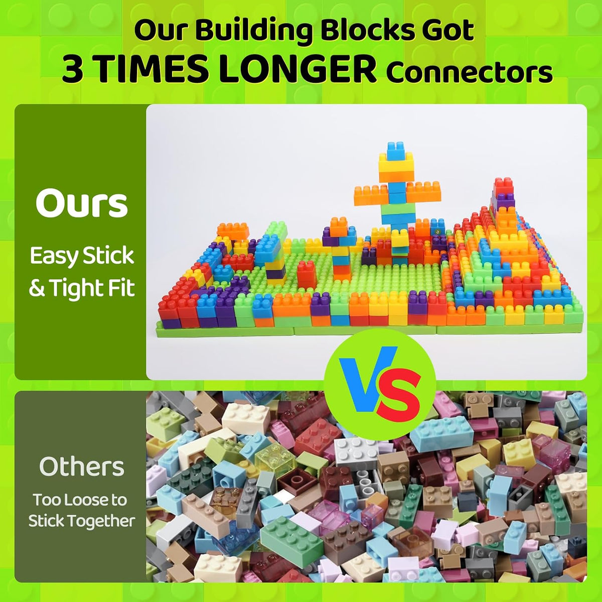 177 piezas de bloques de construcción grandes de 1 x 1-1 x 3 pulgadas para niños pequeños - Juego de ladrillos con autos y placa base, juguete educativo STEM para bloques de niños