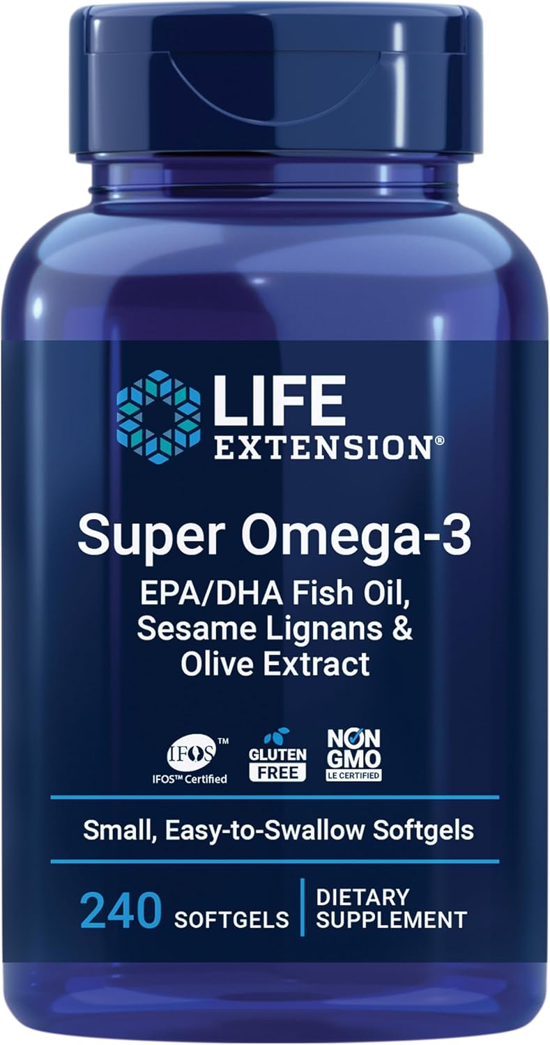 Tabletas Life Extension Super Omega 3 o DHA con lignanos de sésamo y extracto, 240 unidades