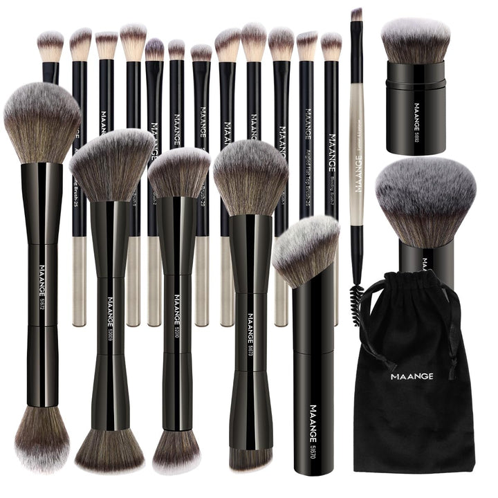 MAANGE Juego de 20 brochas de maquillaje para base, brocha Kabuki d...