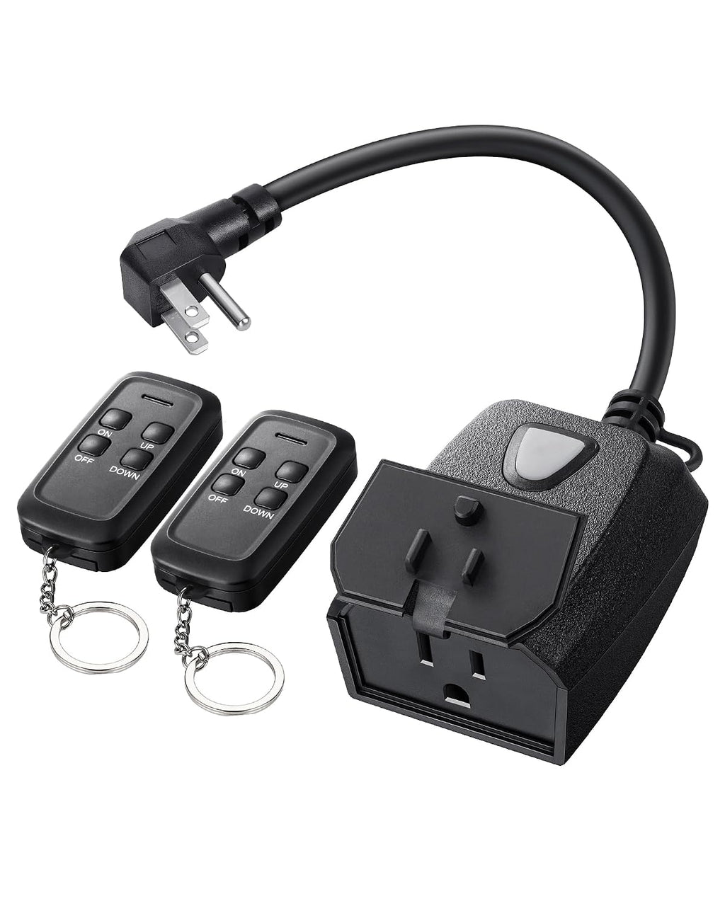 DEWENWILS - Regulador de intensidad para exteriores, para cadena de luces, 2 controles remotos, enchufe regulable