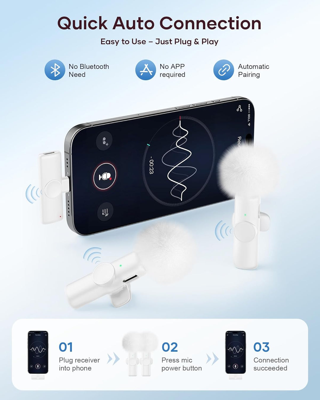 Micrófono inalámbrico para iPhone, iPad y teléfono Android, paquete...
