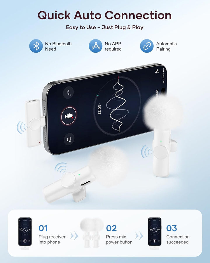 Micrófono inalámbrico para iPhone, iPad y teléfono Android, paquete...