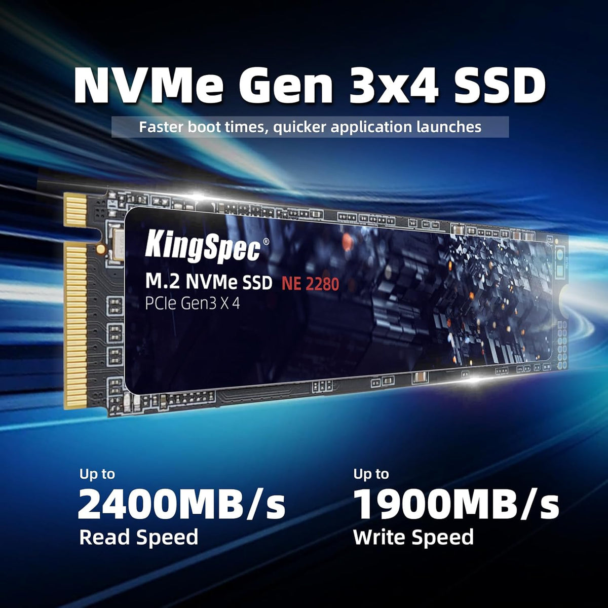 KingSpec SSD 256GB, M.2 NVMe Gen3x4 SSD 2280 - Hasta 2400 MB\/s, un...