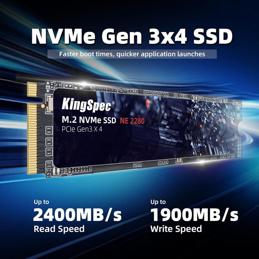 KingSpec SSD 256GB, M.2 NVMe Gen3x4 SSD 2280 - Hasta 2400 MB\/s, un...