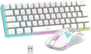 RedThunder Combo de teclado y mouse inalámbricos 60% para juegos, b...
