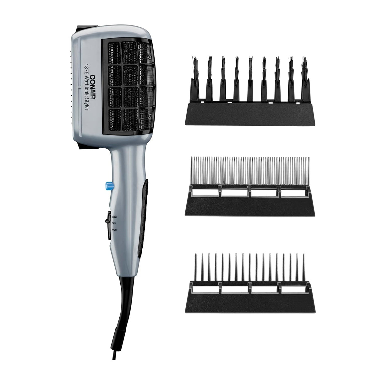 Conair 1875 W 3 en 1 estilizador icónico, color gris y negro