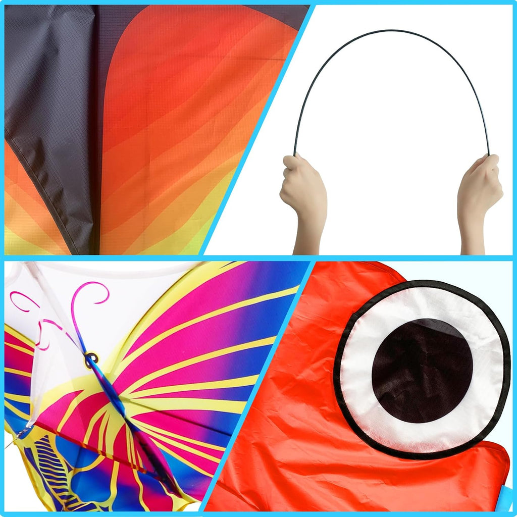 Xida - Cometa de pulpo para niños de 4 a 8 años, cometas profesionales para principiantes y adultos, cometas de playa fáciles de volar para niños y niñas, cola larga y colorida con línea de 200 pies