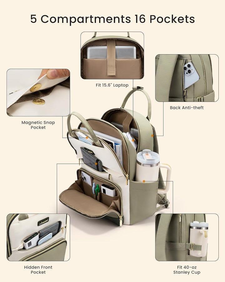 LOVEVOOK - Mochila para laptop para mujer con bolsillo gigante para...