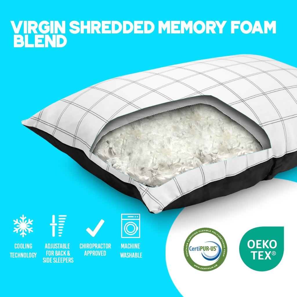 Almohadas de Plumón y Algodón | Almohadas de Espuma Viscoelástica Tamaño Queen, Diseñadas y Aprobadas por Quiroprácticos, 2 en 1 Respaldo y Almohadas para la Cama | Almohadas Completamente