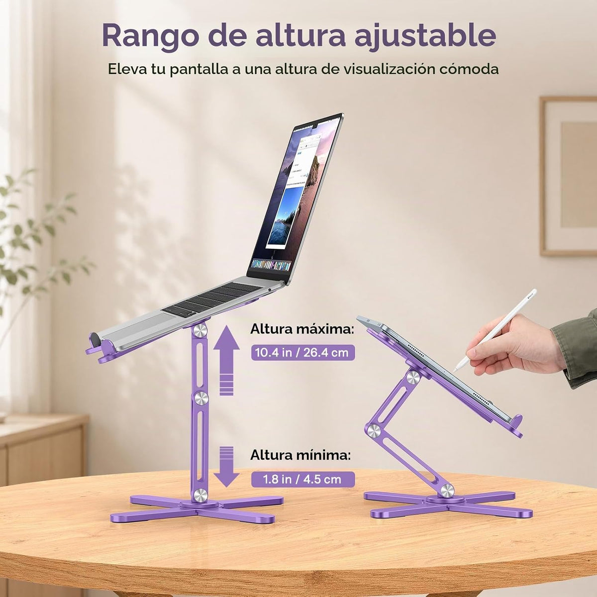 OMOTON Soporte elevador giratorio de 360° para laptop, soporte ergo...