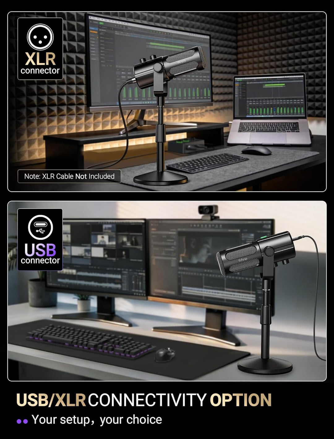 FIFINE AmpliTank TANK6S Micrófono vocal-dinámico, micrófono XLR-USB...