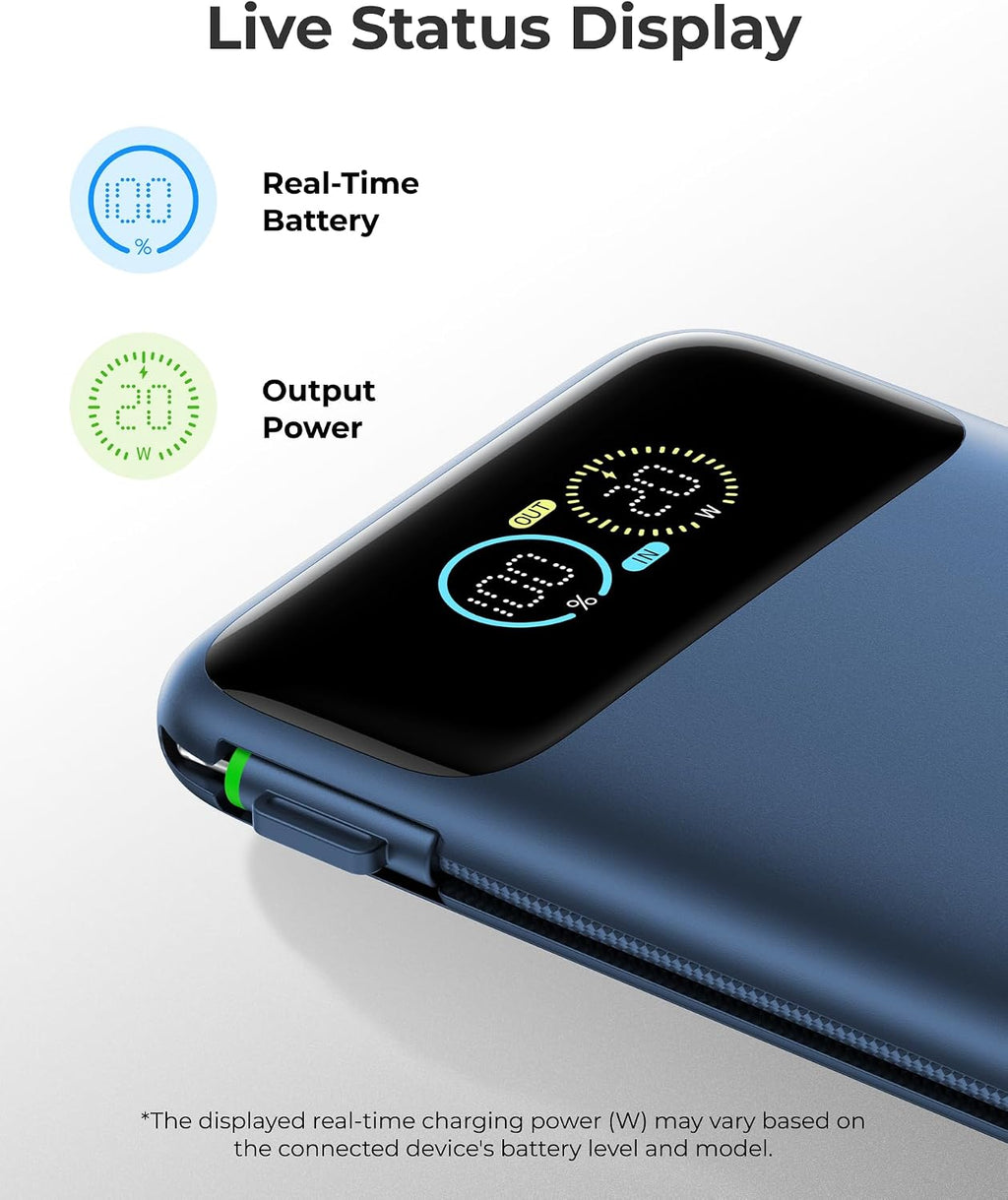 VIYISI Pequeño cargador portátil del banco del poder delgado 10000mAh, Azul marino
