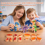 Magnetic Wooden Dinosaur Building Blocks, Ages 3-6
