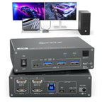 Conmutador KVM 2 monitores 1 ordenador portátil 1 escritorio