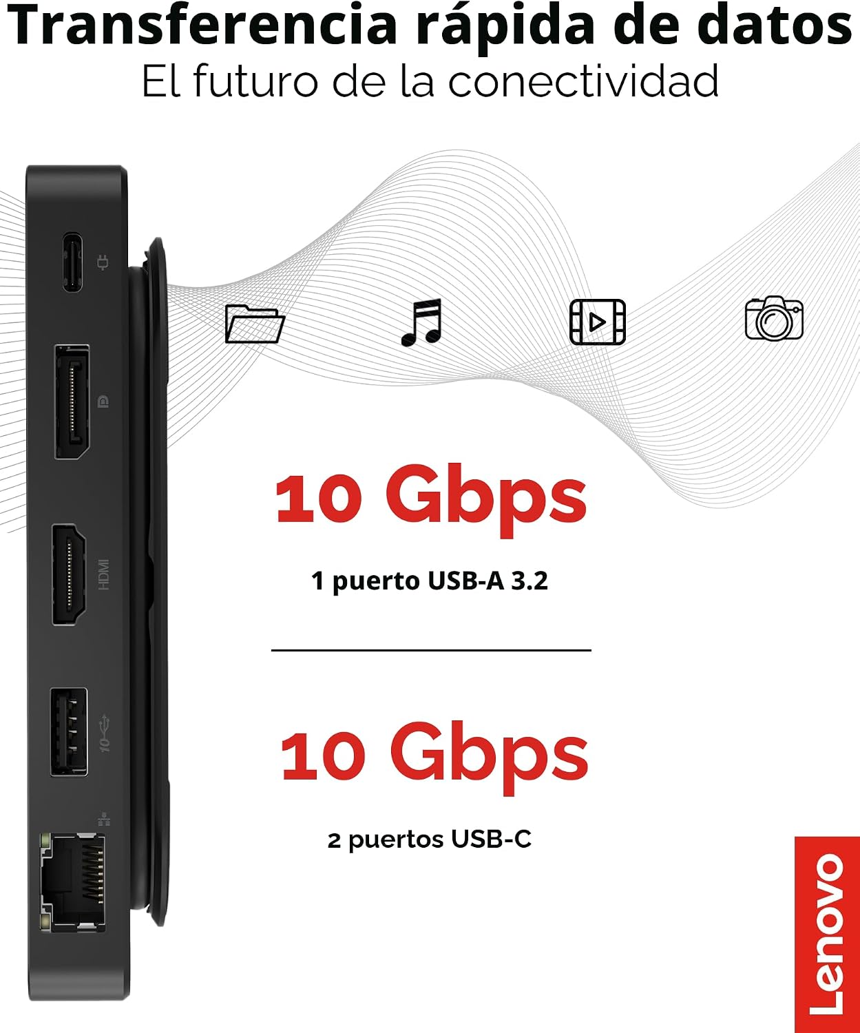 Lenovo Base de viaje USB-C de doble pantalla con adaptador de corri...