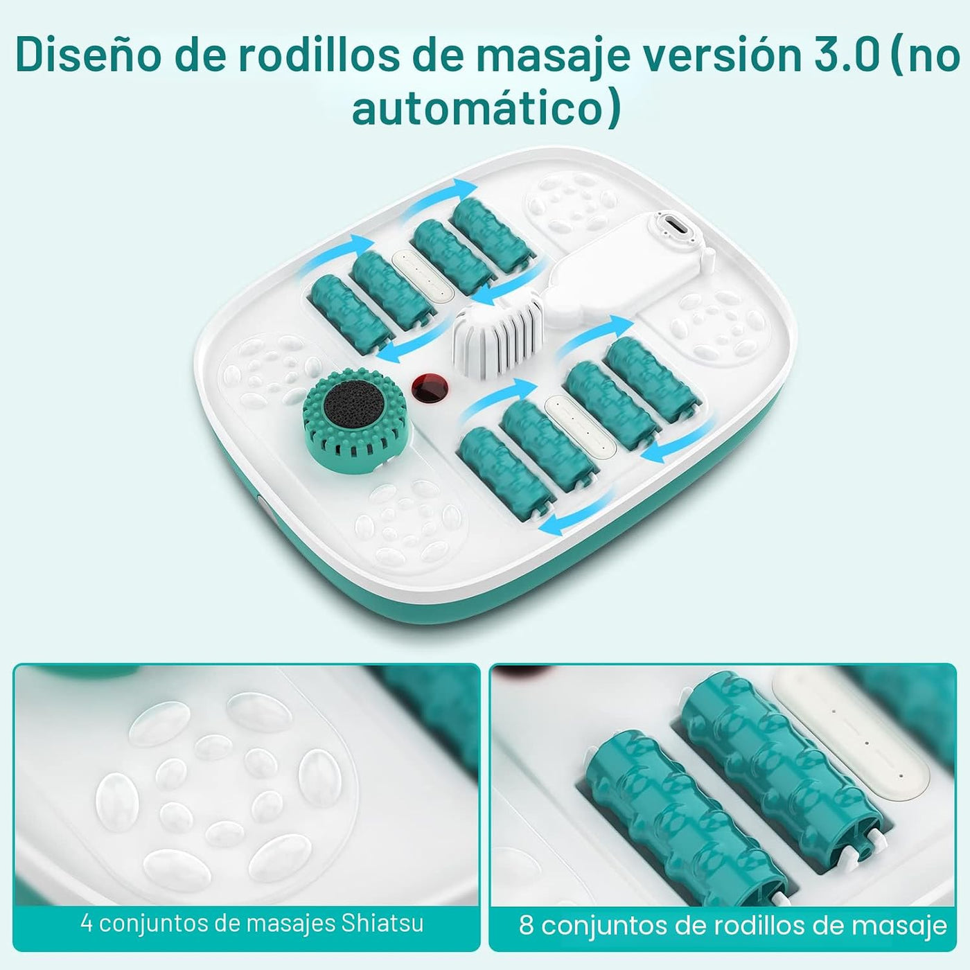 HOSPAN Spa de pies plegable con calor, burbujas, luz roja y control...