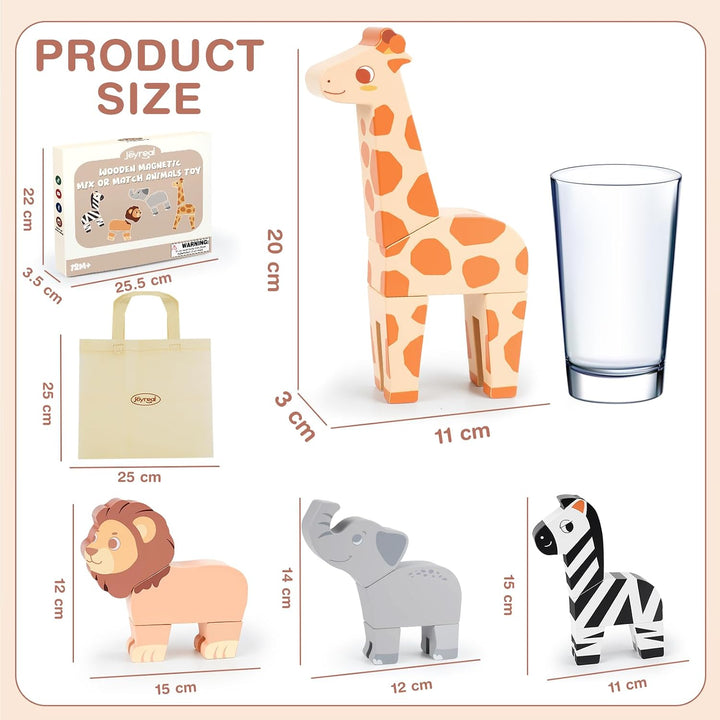 Joyreal Juego de juguetes magnéticos de animales de la selva, 16 pi...