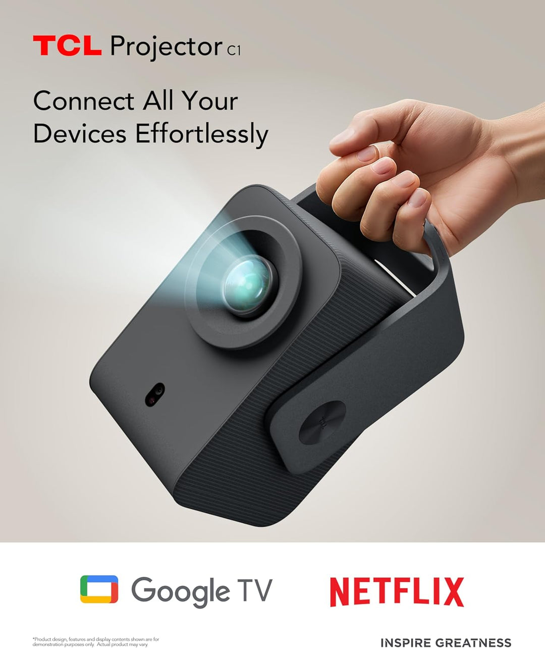 TCL Proyector inteligente C1 compatible con 4K Google TV y
