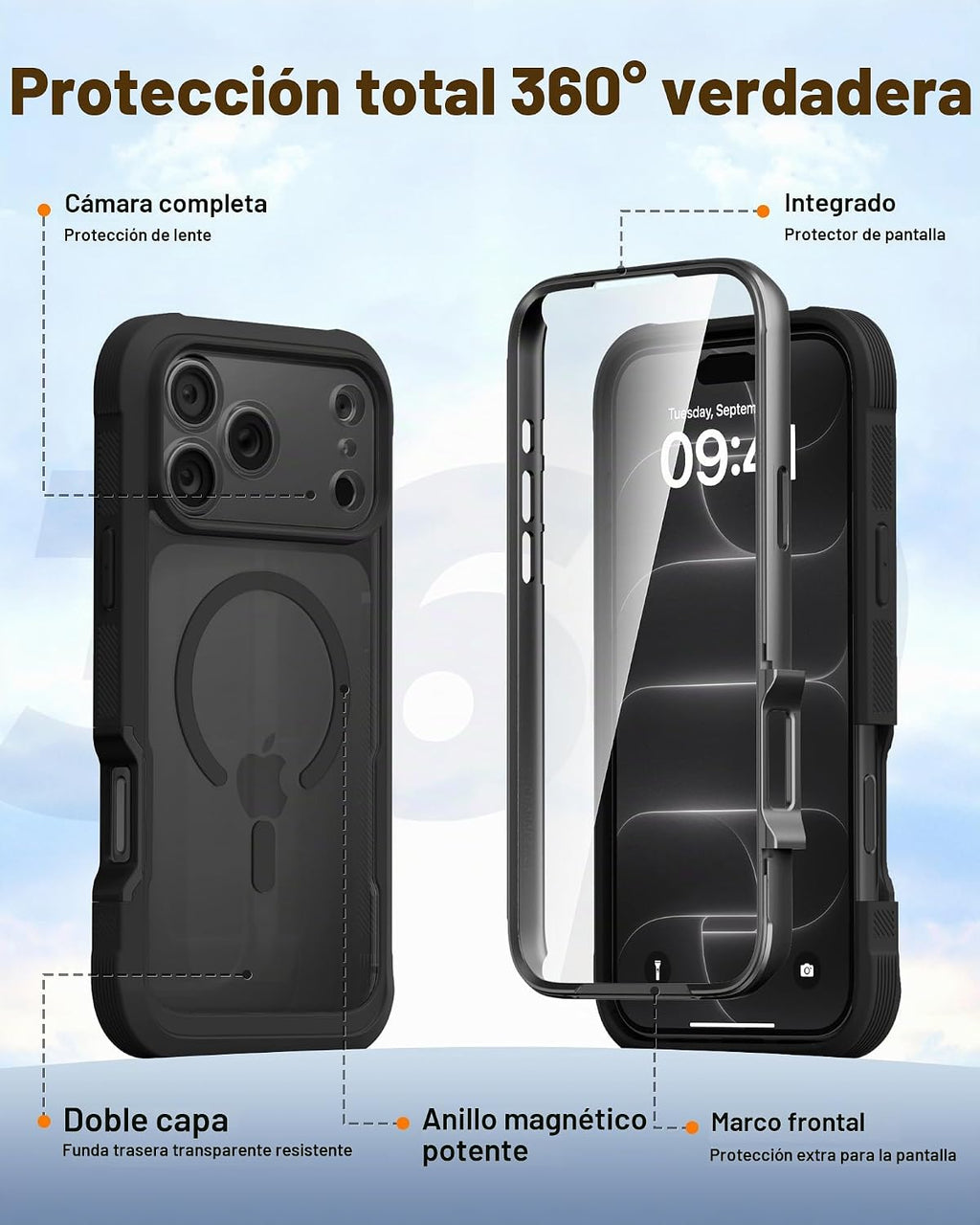 Diaclara Funda magnética y protector de pantalla para iPhone 18 Pro Max