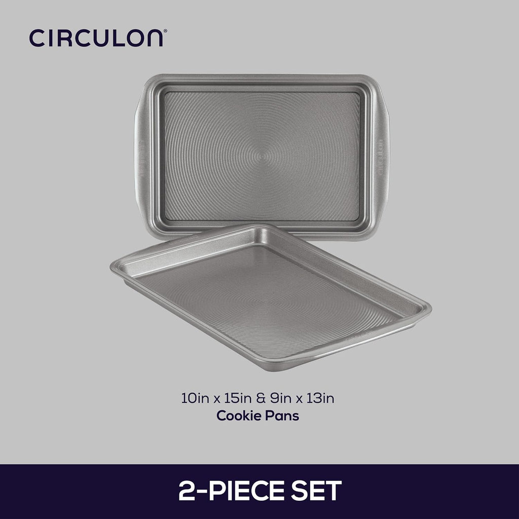 Circulon Bakeware - Juego de sartenes antiadherentes para hornear, 2 piezas, color gris