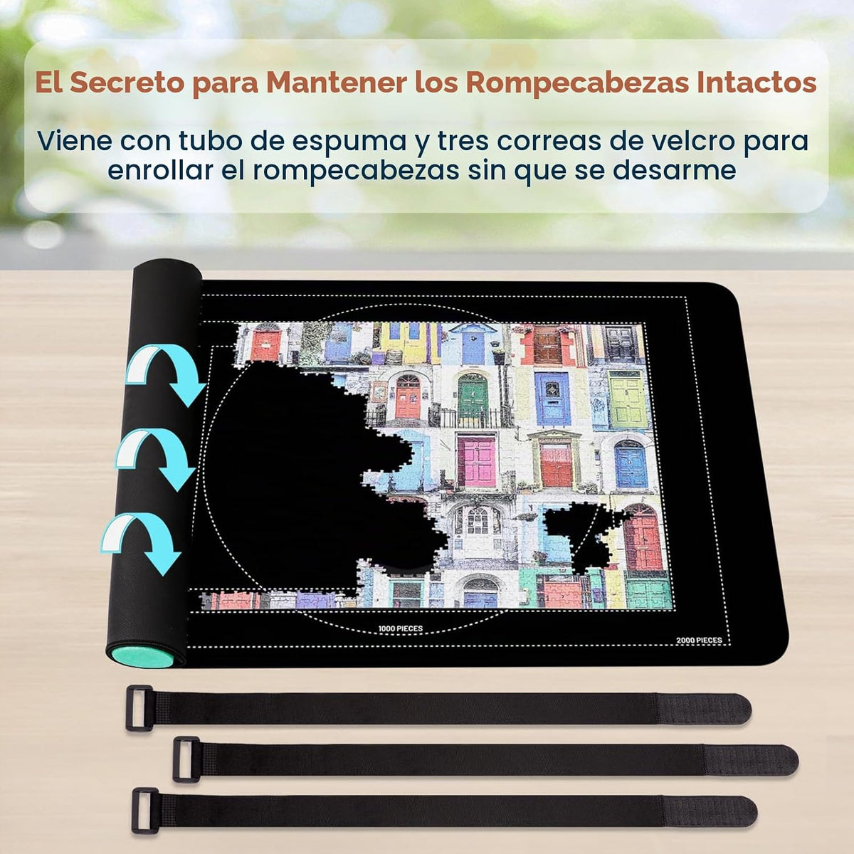 Pohxev - Tapete enrollable para rompecabezas, almohadilla portátil ahorradora de 48" x 31" para hasta 2000 piezas, alfombrilla enrollable para rompecabezas con parte inferior de goma antideslizante y