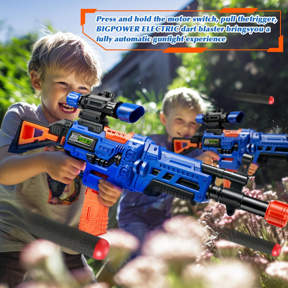 Bigpower Electric Rifle de francotirador de juguete para niños con mira, kit de chaleco táctico, rifle de francotirador automático para niños 4 en 1, rifles de juguete para niños de 8-12, pistolas de