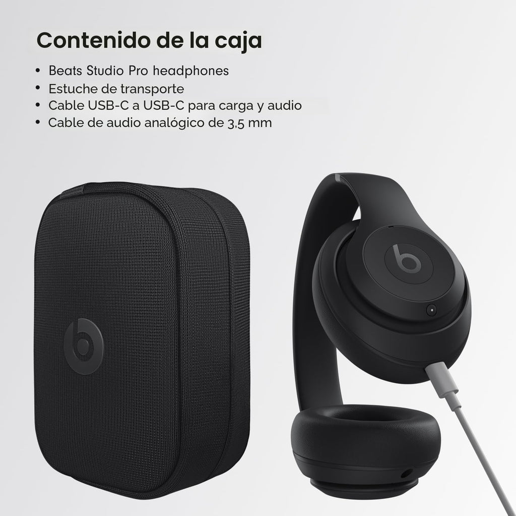 Beats Studio Pro - Auriculares inalámbricos Bluetooth, Negro, Cable Beats Studio Pro y USB-C
