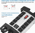 CCCEI Regleta de alimentación resistente con puertos USB, 10 tomacorrientes